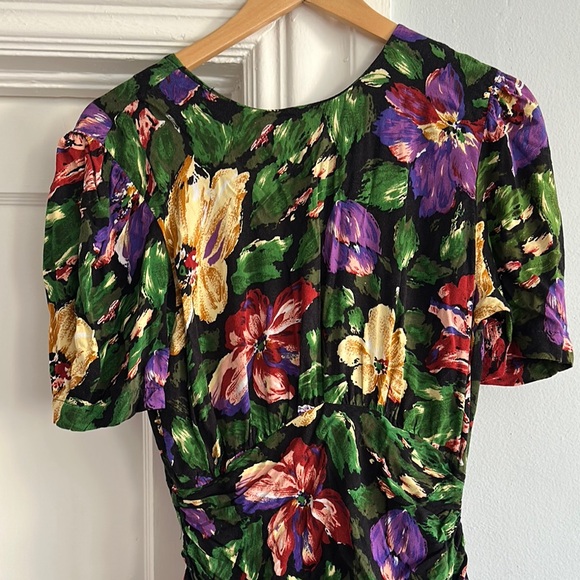 Pink and Purple Puff Sleeve Mini Vintage Dress - Picture 8 of 8